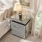 Modern Glam Glass Mirror Nightstand, 3-Drawer Luxury Mirrored Accent Table - Image 3
