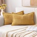 MIULEE Decorative Lumbar Throw Pillow Covers 12x20 Inch Gold 2 Pack | Boho by MIULEE