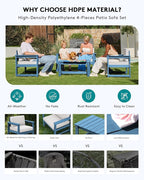 SERWALL 3 Pieces HDPE Outdoor Sofa Bistro Set - Image 5