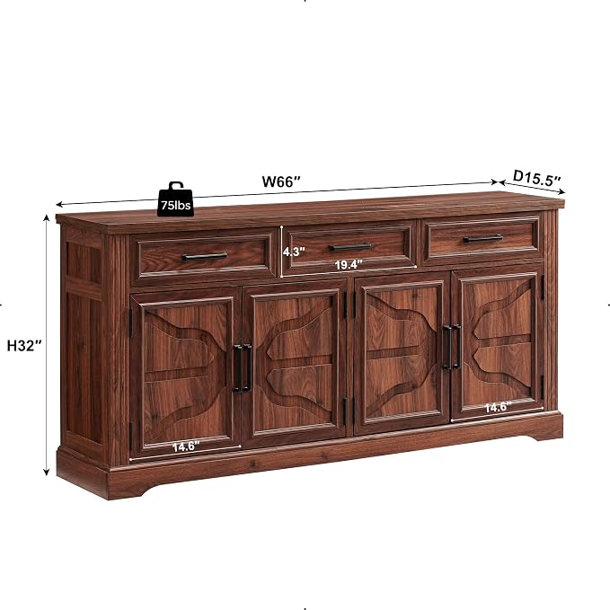 JXQTLINGMU 66" Farmhouse Buffet Cabinet - Image 6
