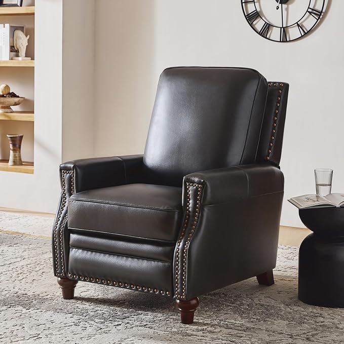 HULALA HOME Genuine Leather Manual Recliner Chair by HULALAHOME
