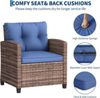 GarveeHome 3-Piece Outdoor Wicker Sofa Set, PE Rattan Patio Furniture - Image 5