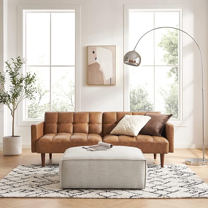 mopio 76.4" Futon Sofa Bed, Sleeper Sofa, Mid Century Modern Futon Couch - Image 3