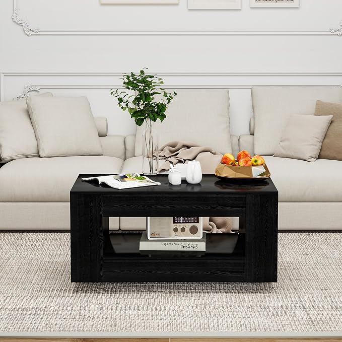 35" Wood Coffee Table for Living Room, Sides Storage - Image 6