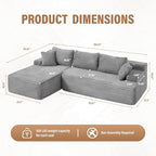 Hobestluk Modular Sectional Sofa Couches L-Shape Couch 3 Seat Modular Sofa - Image 2