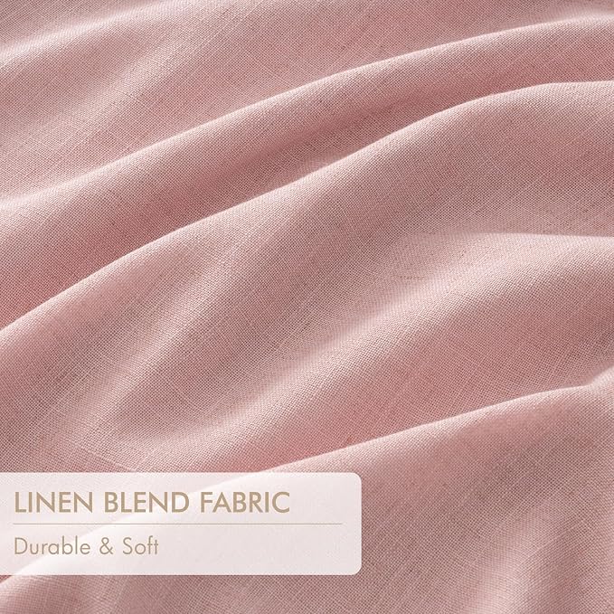 MIULEE Pink Pinch Pleated 100% Blackout Linen Curtains 40x63 Inches | Room - Image 6
