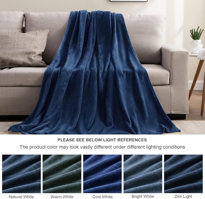 BEDELITE Fleece Blanket Soft Plush Full Bed Blanket Navy 84"x90" | Ultra Soft - Image 3