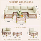 Pamapic 7-Piece Wicker Outdoor Furniture Set, Boho Sectional Sofa Patio - Image 8