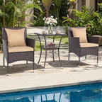 Tangkula 3 Pieces Patio Wicker Bistro Set, 2 Rattan Chairs w/ 2-Tier Tempered - Image 3