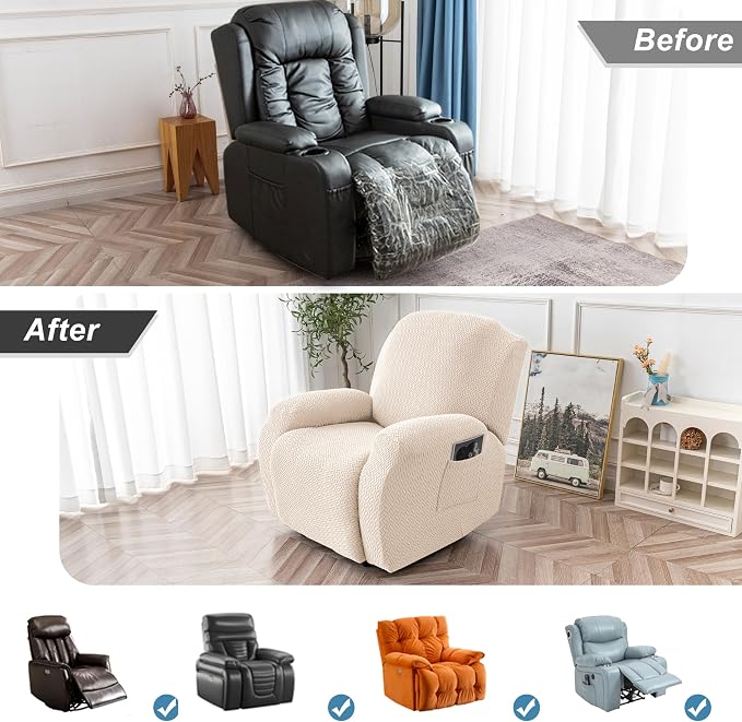 Genina Recliner Chair Cover, Stretch Reclining Chair Covers, Recliner Sofa - Image 6