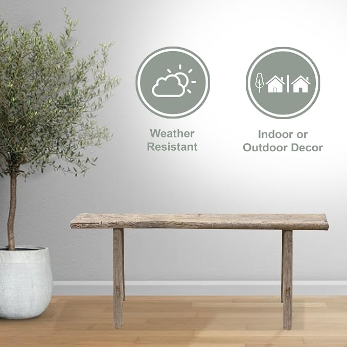 Artissance Handmade Wooden Entryway Bench, Vintage Noodle Bench - Image 8