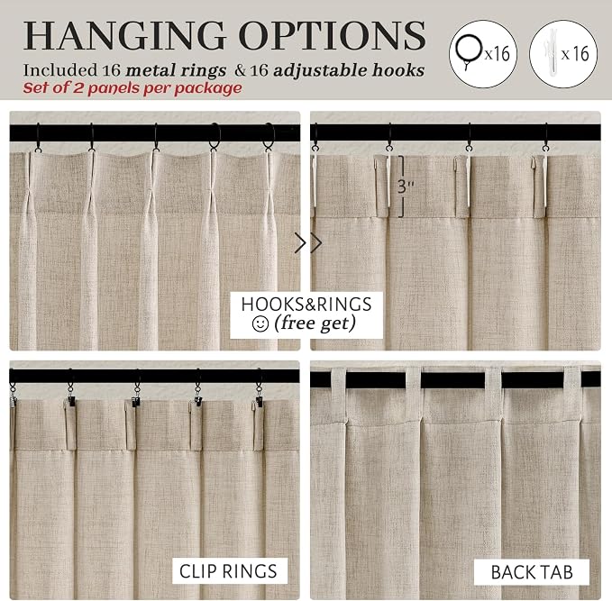 Large Window Natural Linen Curtains 108 Inches Long - Image 4