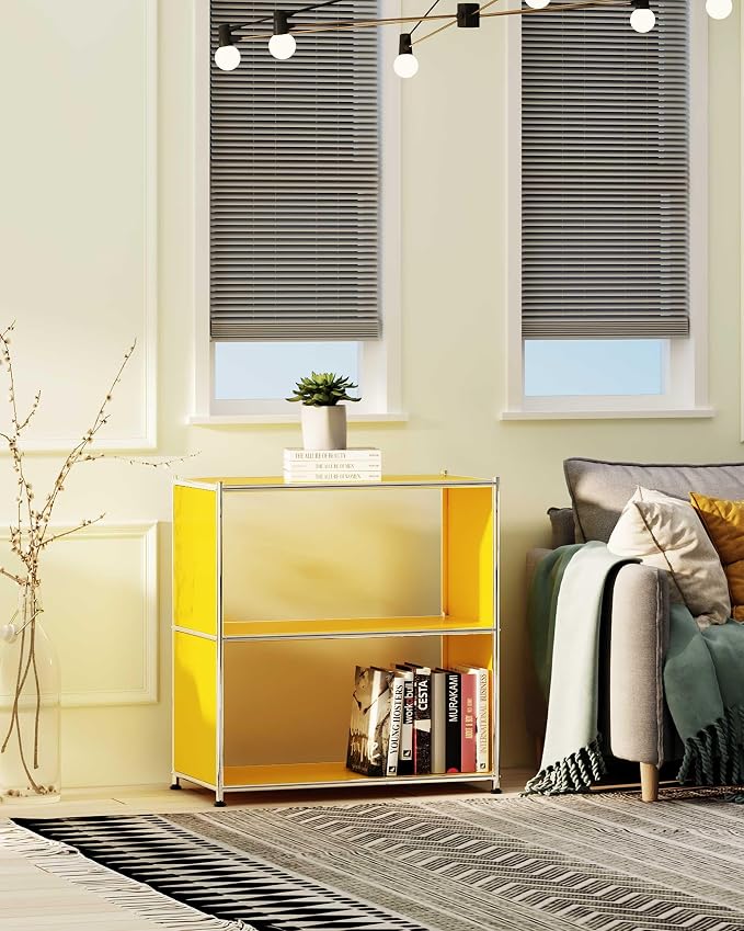 32-Inch 2-Tier Metal Bookcase, Open Shelf Storage Organizer - Image 9