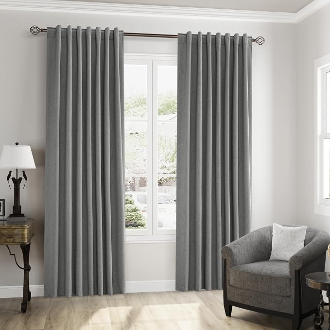 100% Blackout Linen Curtains 80 Inch Length 2 Panels Set - Image 8