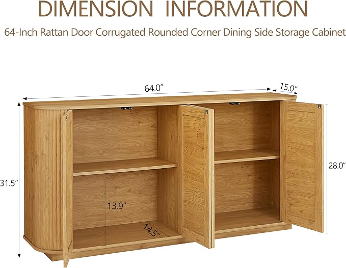 LKTART 64" Sideboard Buffet Cabinet - Image 2