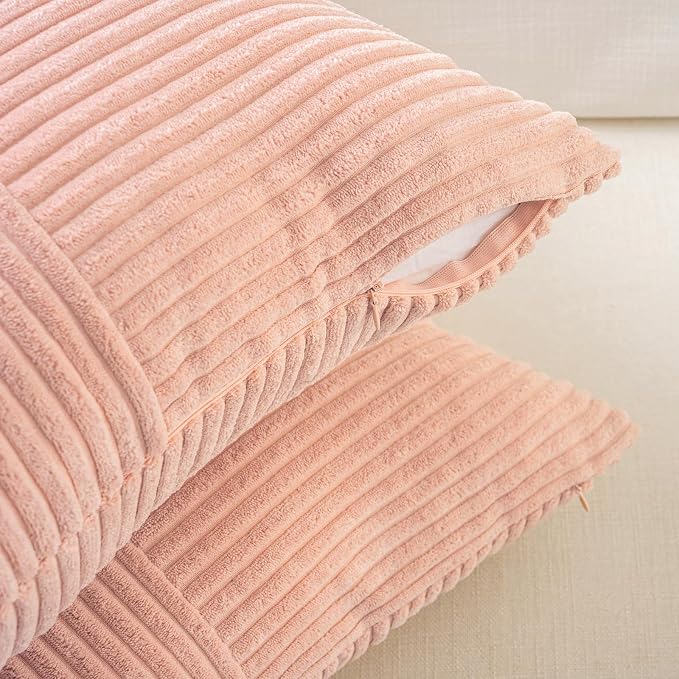 Fancy Homi 2 Packs Peach Lumbar Decorative Throw Pillow Covers 16x28 Inch - Image 4