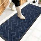 OLANLY Front Door Mat Outside 47x17, All-Season Absorbent Rubber Doormat | Blue by OLANLY