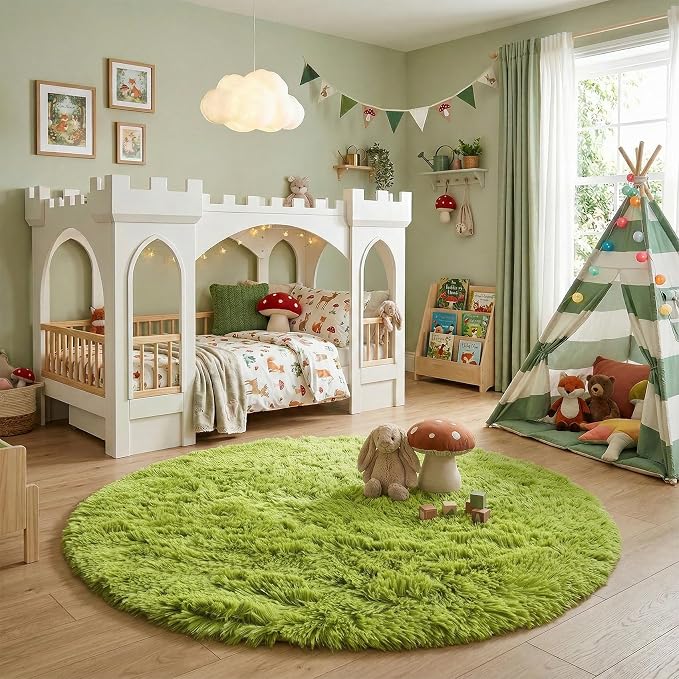 Amdrebio Grass Green Large Round Rug 7Ft - Image 7