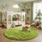 Amdrebio Grass Green Small Fuzzy Round Circle Rug 3Ft - Image 3