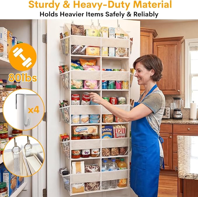 2 Pack Over the Door Organizer 5 Tiers, Extra Large Behind Door Storage of 10 - Image 3