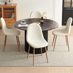 Dining Table Set for 4, Mid Century Modern 47 Inch Black Marble-Look Wooden - Image 8