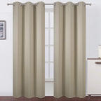 Beige Blackout Curtains 34 x 84 Inch Length/Set of 2 Curtain Panels/Thermal by Lemomo