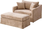 Oversized Armchair with Ottoman, 43.9" W Chenille Accent Chaise Lounge Sofa - Image 8
