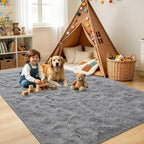 Noahas 4'x5'3'' Grey Fluffy Soft Area Rug Non-Slip - Image 4