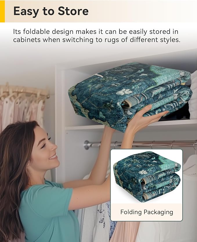 RELEANY Washable Area Rug, Runner 2'x5', Teal | Non-Slip, Water Repellent - Image 7