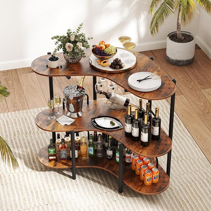 Giantex 3-Tier Bar Table, Corner Bar Cabinet, Liquor Home Bar Unit - Image 9