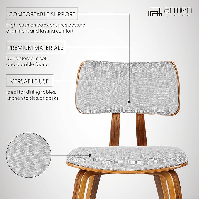 Armen Living Jaguar Mid Century Modern Dining Accent Chair - Image 3