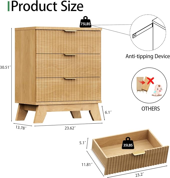 Fluted Dresser for Bedroom - Image 2