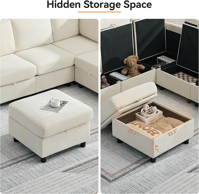 104'' U Shaped Modular Sofa, Sectional Couches - Image 7