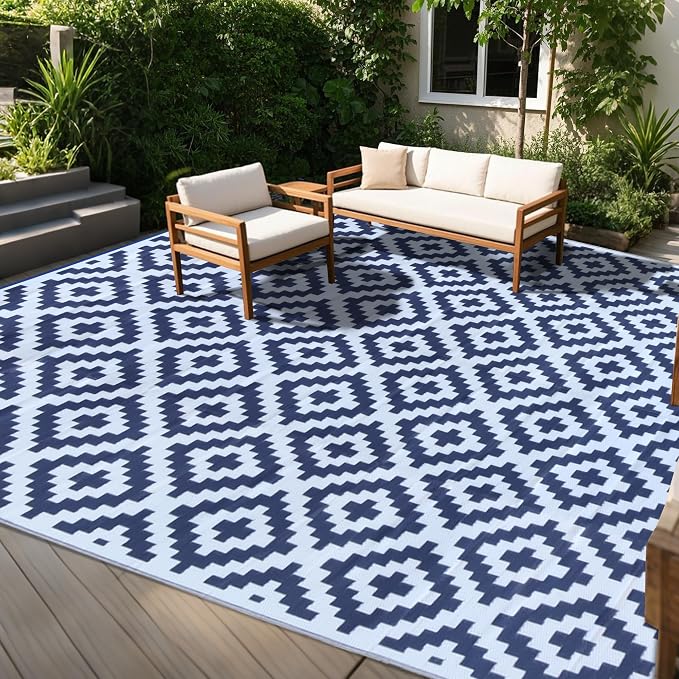 SAND MINE Reversible Mats, Plastic Straw Rug, Modern Area Rug, Large Floor Mat by SANDMIND