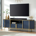 OKD 70" Fluted TV Stand with Storage, Faux Marble Top Entertainment Center by OKD