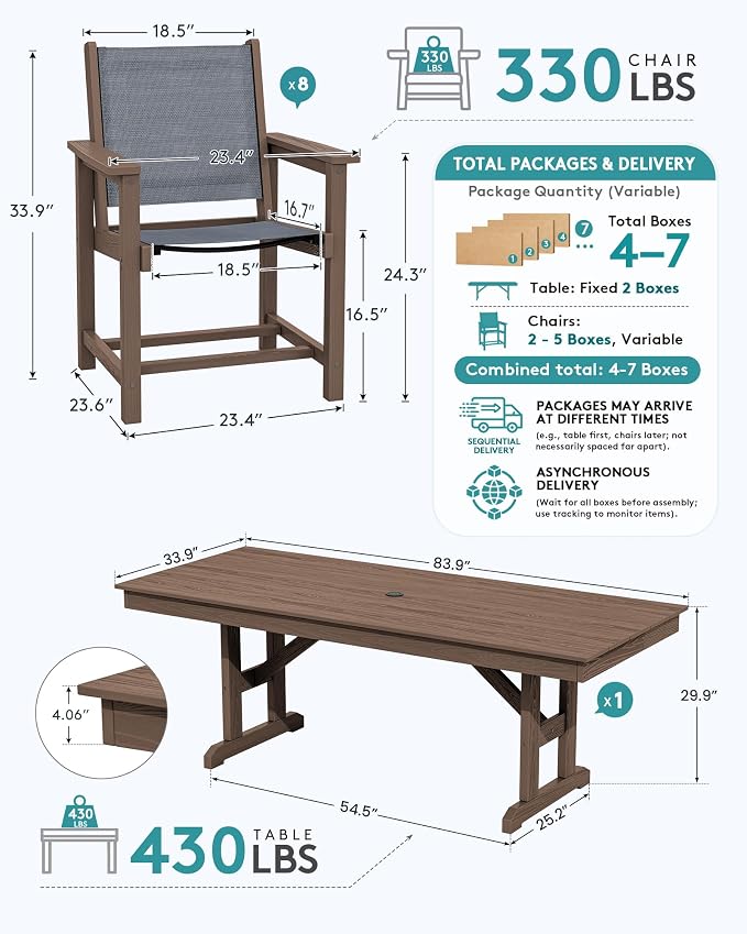 SERWALL 9 Piece Outdoor Dining Set - Image 2