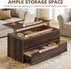 Coffee Table Lift Top with 2 Drawers, 40 Inch Multi-Function Coffee Table with - Image 4