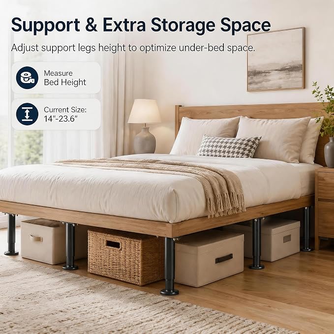 6Pcs Bed Frame Support Leg, Adjustable 14" to 23.6", Increase Under-Bed Storage - Image 9