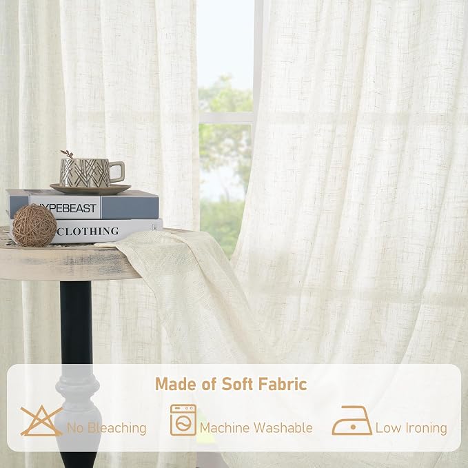 48 Inch Length Semi Sheer Linen Curtains - Image 9