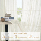 45 Inch Short Window Linen Curtains, Light Filtering Panels | Light Filtering - Image 8