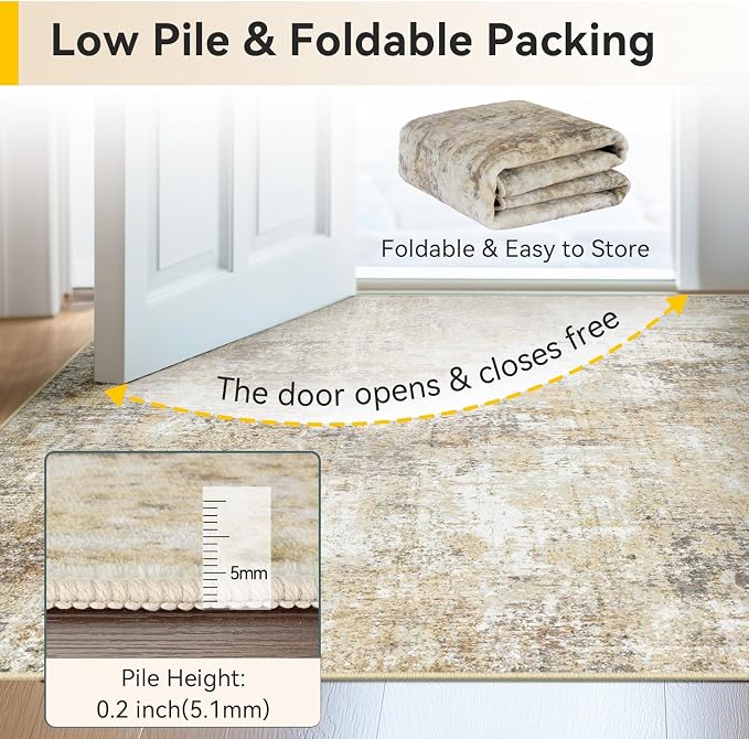 RELEANY Washable 5'x8' Abstract Area Rug - Image 6