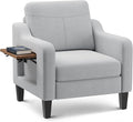 Accent Chair for Living Room Modern Linen Upholstered Armchair Side Wooden by Unknown