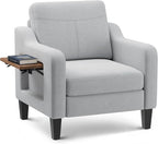 Accent Chair for Living Room Modern Linen Upholstered Armchair Side Wooden by Unknown