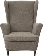 HAOYONG Wing Chair Slipcovers Printed Wingback Chair Covers 2 Pieces Wingback by HAOYONG