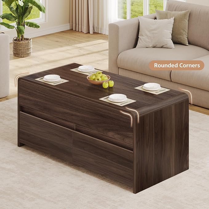 Coffee Table Lift Top with 2 Drawers, 40 Inch Multi-Function Coffee Table with - Image 5
