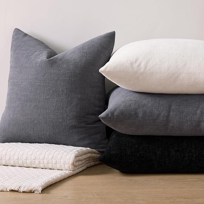 MIULEE Grey Chenille Couch Lumbar Throw Pillow Covers, 12x20 | Set of 2 - Image 7