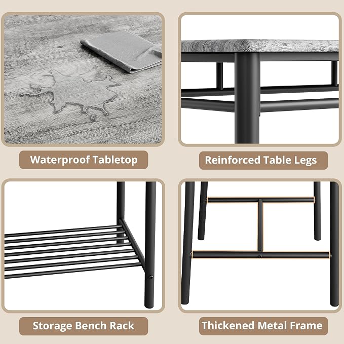 IRONCK Dining Table Set for 4, Kitchen Table - Image 7