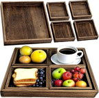 5-Piece Rustic Wooden Serving Tray Set, Handcrafted Nesting Trays - Image 6
