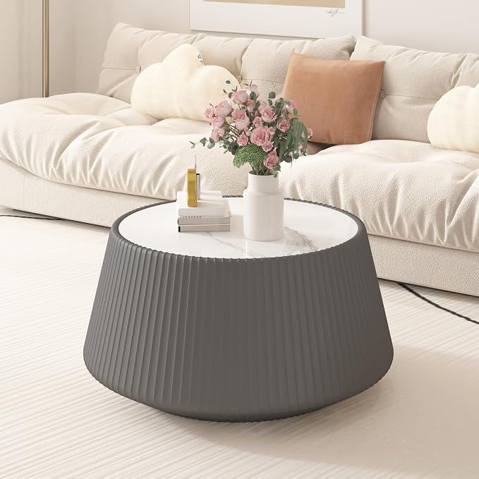 26.77" Marble Coffee Table, Modern Cup Shaped Coffee Table - Image 7