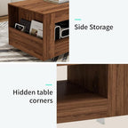 35" Wood Coffee Table for Living Room, Sides Storage - Image 4
